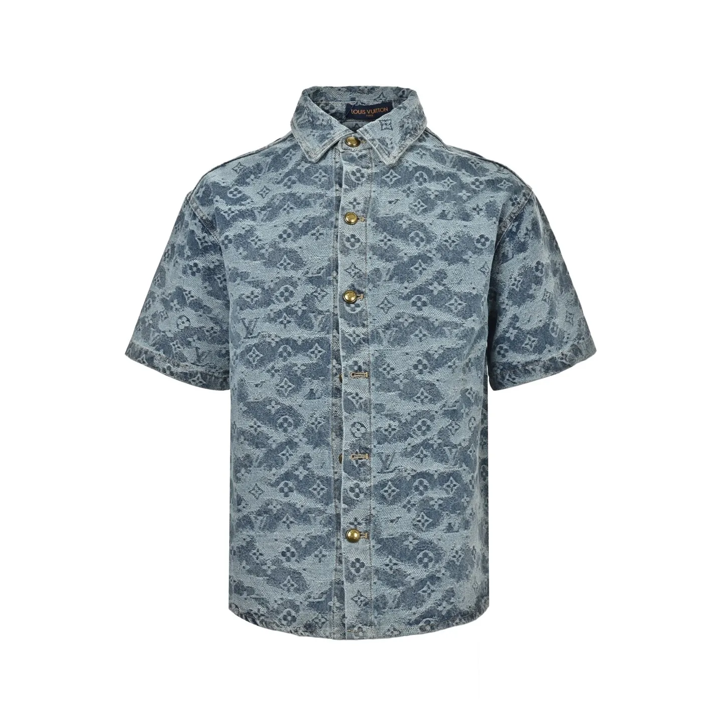 Louis Vuitton/Louis Vuitton cloud old flower jacquard suit denim short-sleeved shirt